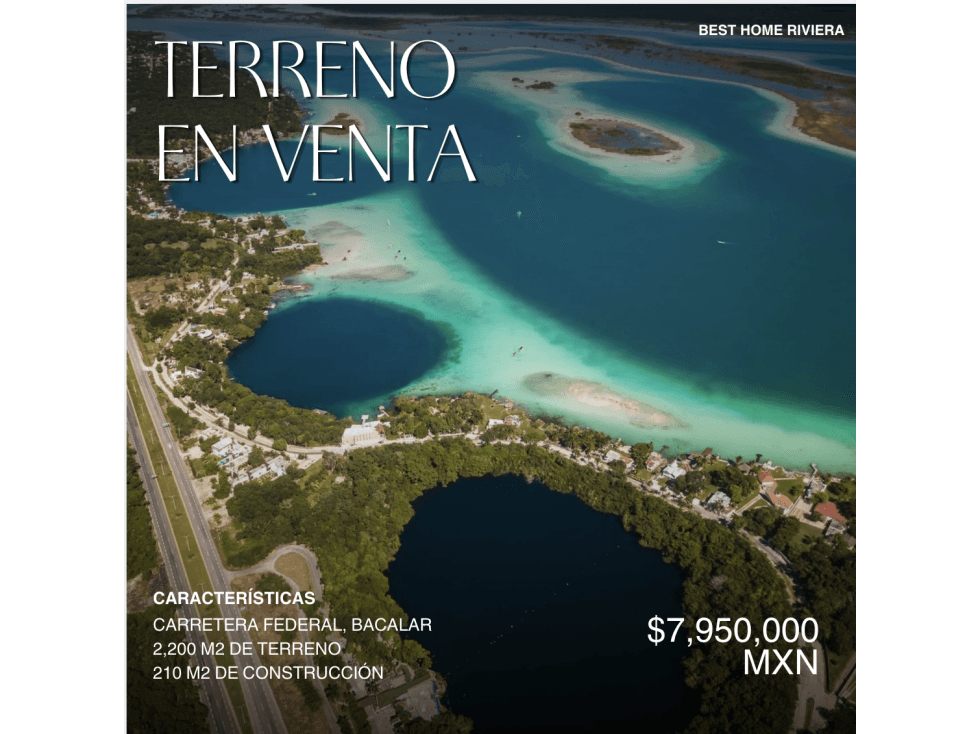 Terreno de 2200 m2 en Venta con Construcción en Bacalar - 1
