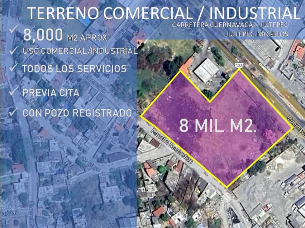 SE VENDE TERRENO COMERCIAL E INDUSTRIAL, JIUTEPEC, MORELOS - 1