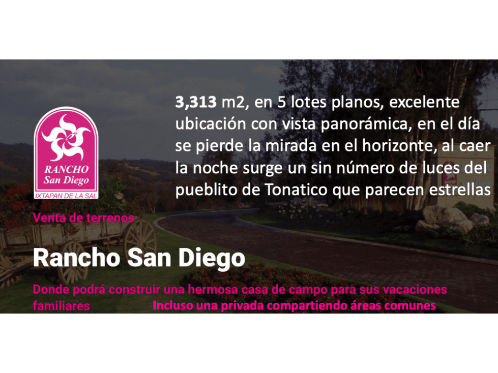 5 LOTES EN RANCHO SAN DIEGO, IXTAPAN DE LA SAL - 1