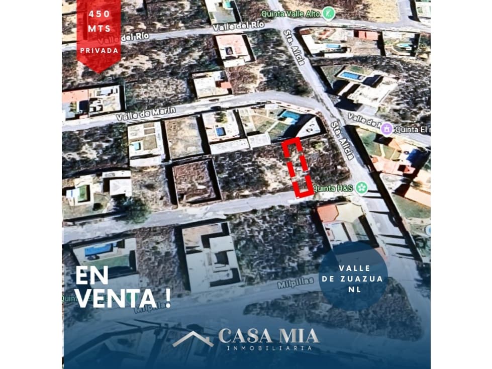 Terreno en Venta en Col. Valle de Zuazua, Zuazua, N.L. - 1