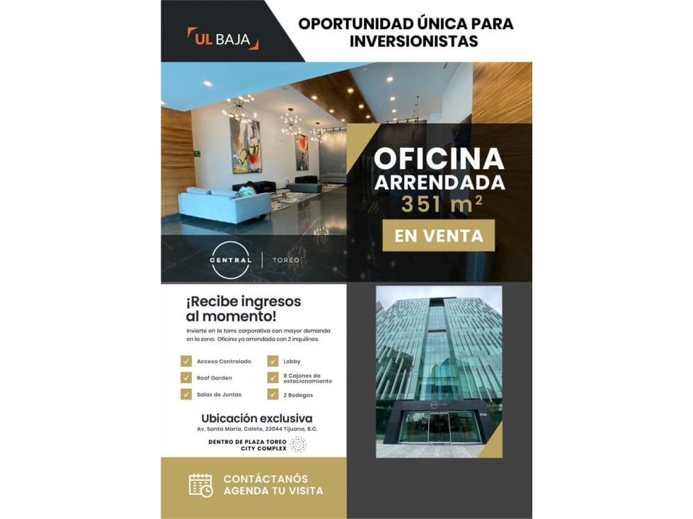 OFICINAS 101 EN VENTA EN CENTRAL TOREO TIJUANA ENTREGA INMEDIATA - 1