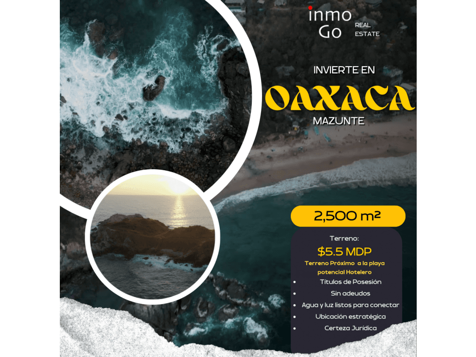 Venta Terreno Mazunte $5.5 MDP 2,500m2 OAXACA - 1