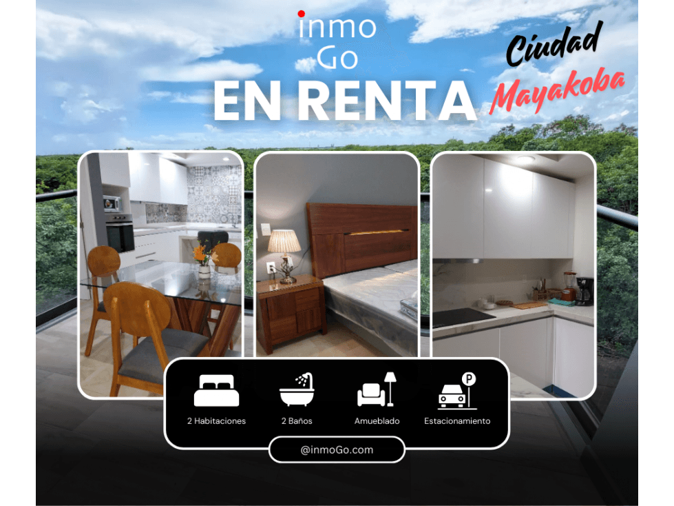 Renta Departamento Amueblado Mayacoba $23.8Mil Playa del carmen - 1