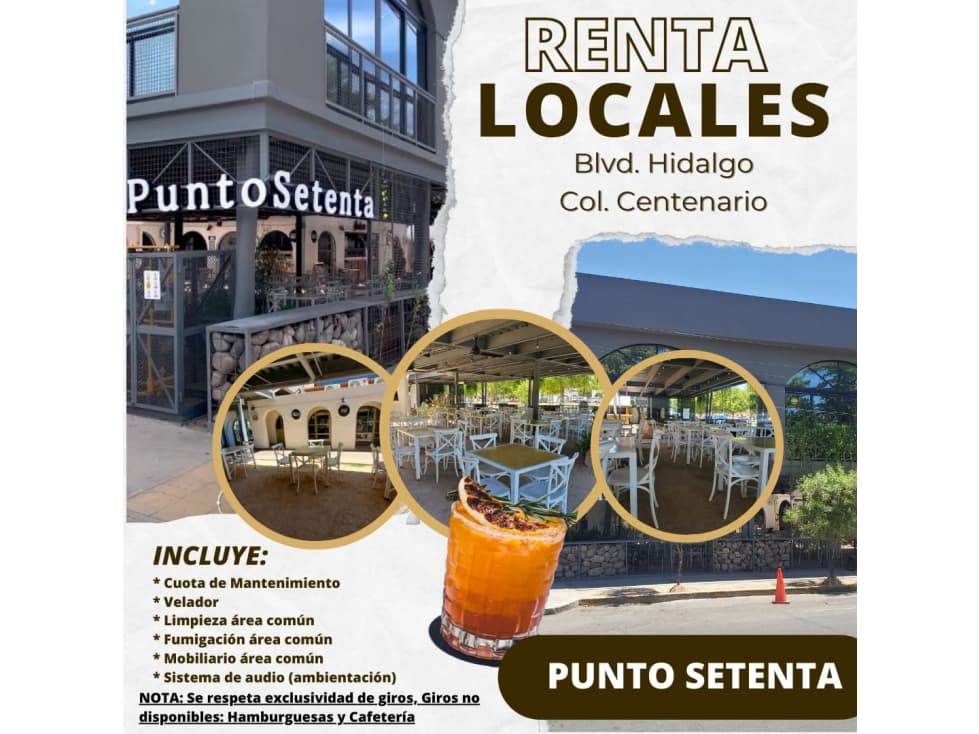 LOCALES EN RENTA, PLAZA PUNTO 70 - 1