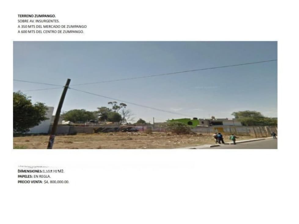 TERRENO COMERCIAL EN VENTA EN EL CENTRO DE ZUMPANGO - 1