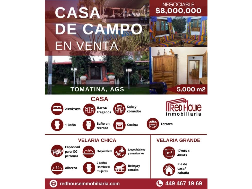 03063 VENTA DE CASA DE CAMPO EN LA TOMATINA, AGS - 1