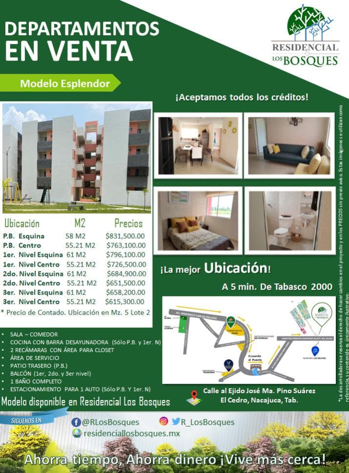 DEPARTAMENTO EN VENTA RESIDENCIAL BOSQUES - 1