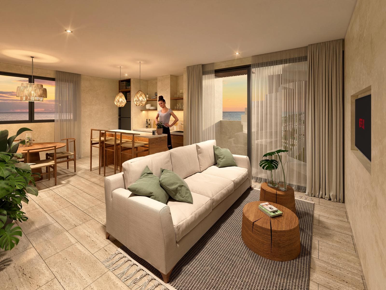 EN VENTA DEPARTAMENTO EN MAHAHUAL DE DOS HABITACIONES CON PSCINA PRIVADA Y AREA DE YOGA - 1