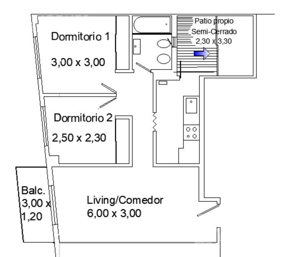 Excelente Departamento 3 ambientes con patio - 1