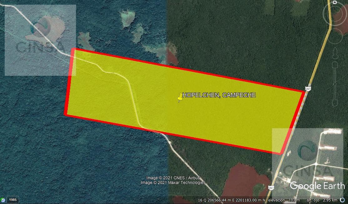 EXCELENTE TERRENO EN VENTA DE 130 HECTAREAS SOBRE CARRETERA FEDERAL EN HOPELCHEN CAMPECHE. - 1