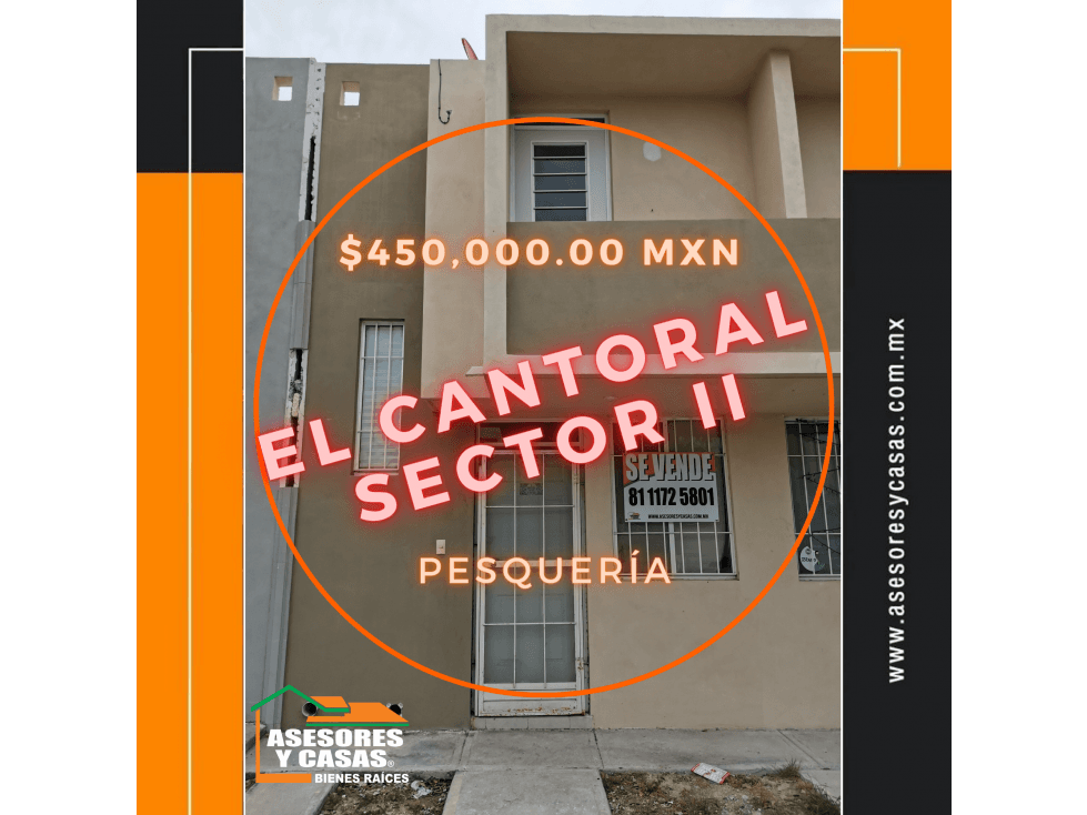 SE VENDE CASA CON BALCON EN EL CANTORAL EN PESQUERIA - 1