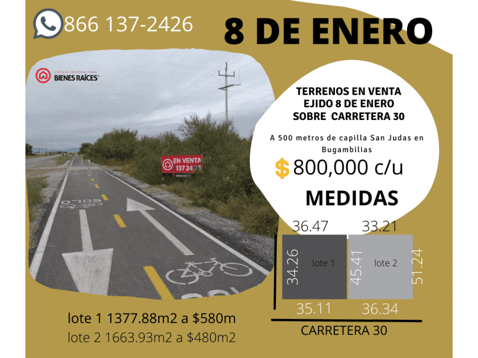 VENTA DE TERRENOS EN EL 8 DE ENERO - 1