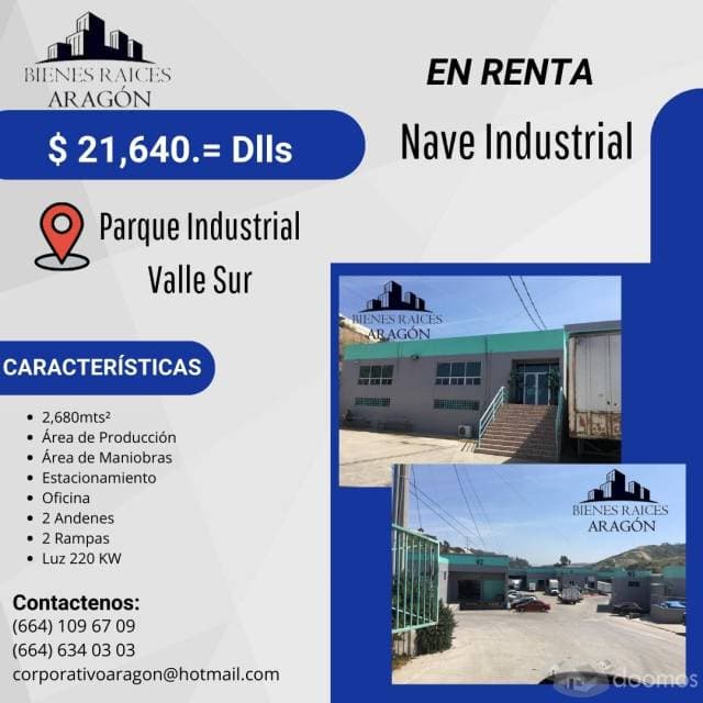 RENTAMOS BODEGA - NAVE INDUSTRIAL 2,680 mts² NUEVA - 1