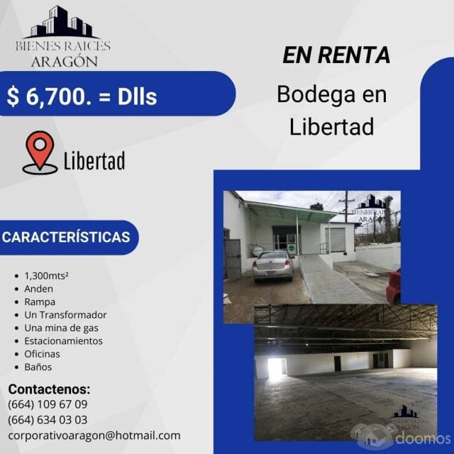 Rentamos Bodega de 1,300 mts² en Colonia Libertad - 1